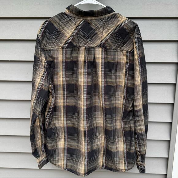 PrAna size L Rennin Plaid Long Sleeve Button Up Button Down Cotton Blend Shirt - Picture 9 of 13